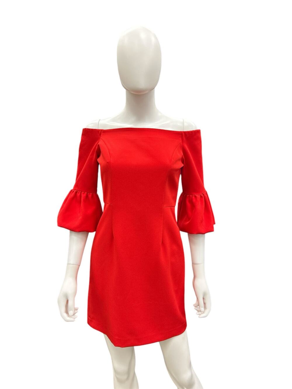Milly Dress Women’s Size S Mini Off Shoulder Ruffle Sleeve Back Zipper Red